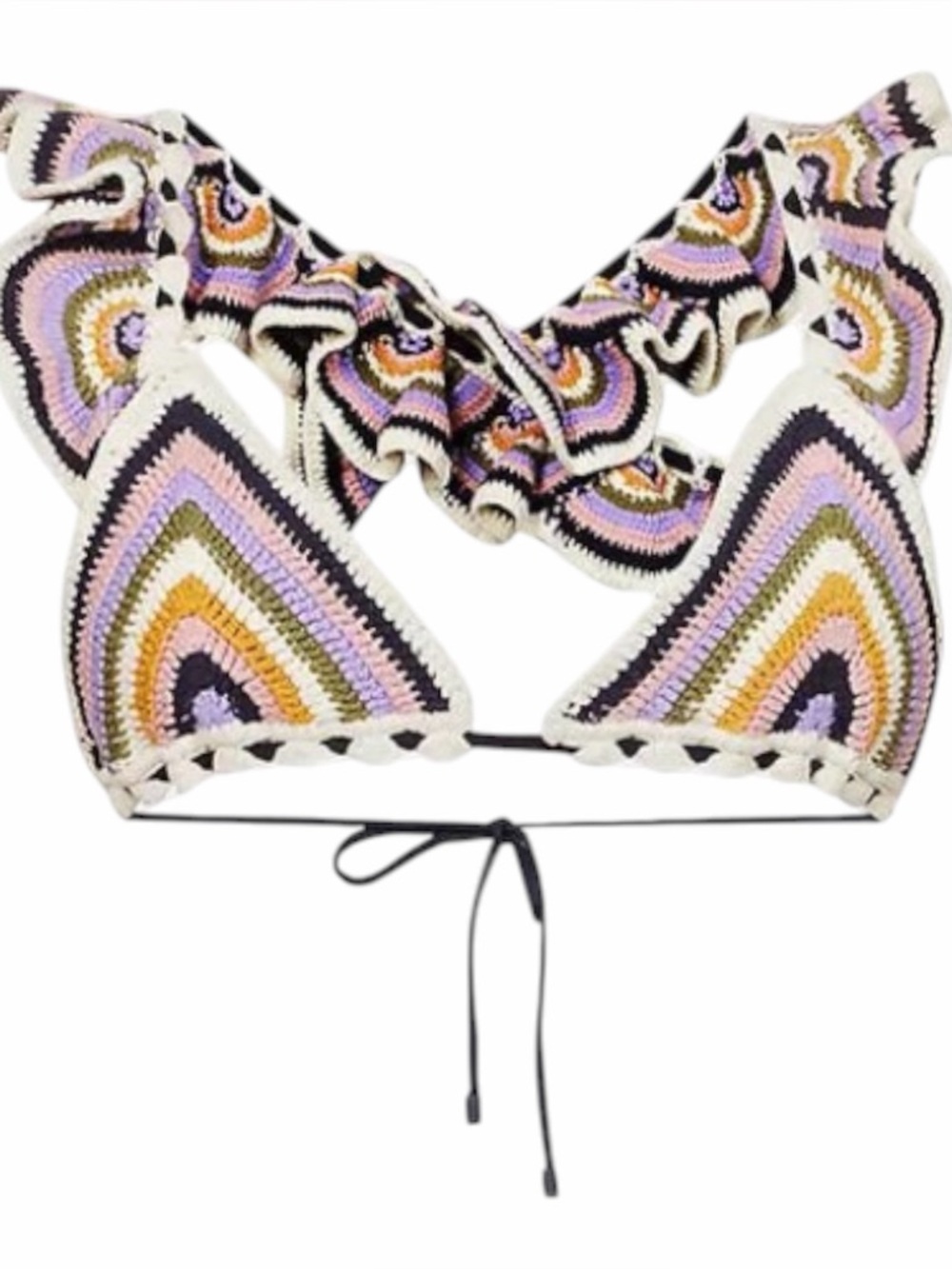 Zimmermann Size 2 Ruffled Crochet Triangle Bikini Top US 6-8 - Picture 3 of 5